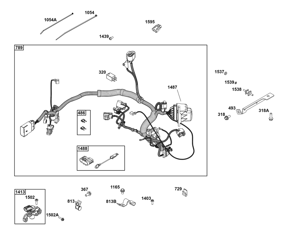 Controls Group Diagram and Parts List for 61A277-0103-J1  Briggs and Stratton Engine
